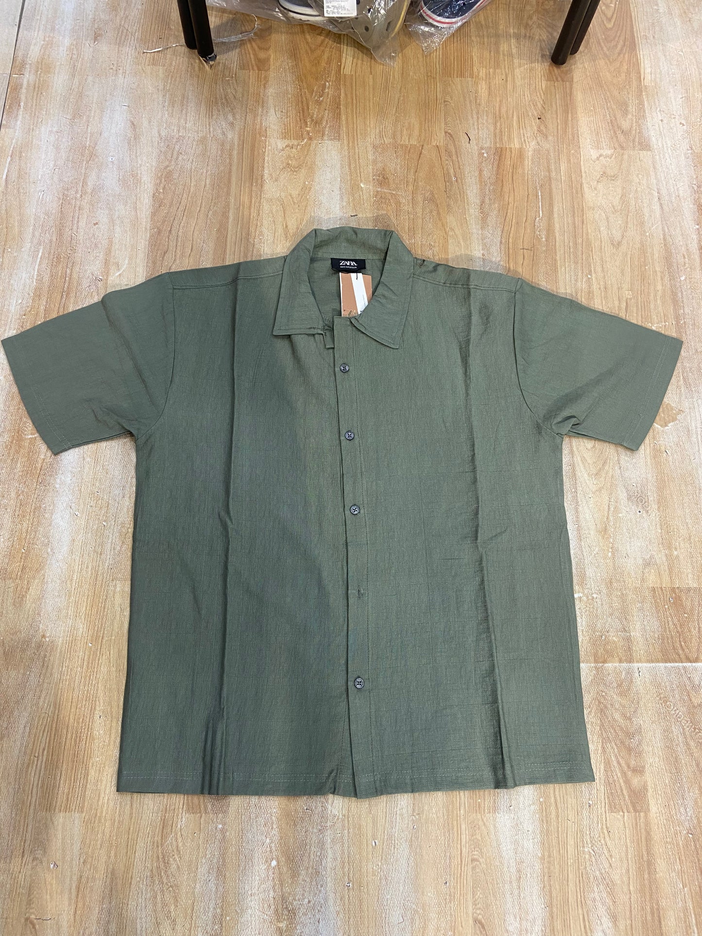 Raz Zar Green Colour Linen Half Sleeve Shirt With Pant Coord Set 989392