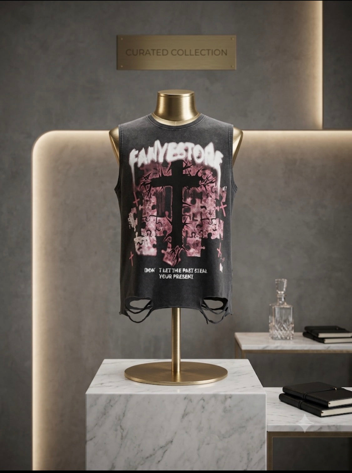 Fanyestore Dark Grey Colour Fanyestore Print Cut Sleeve Rugged Imported Sando FY3619