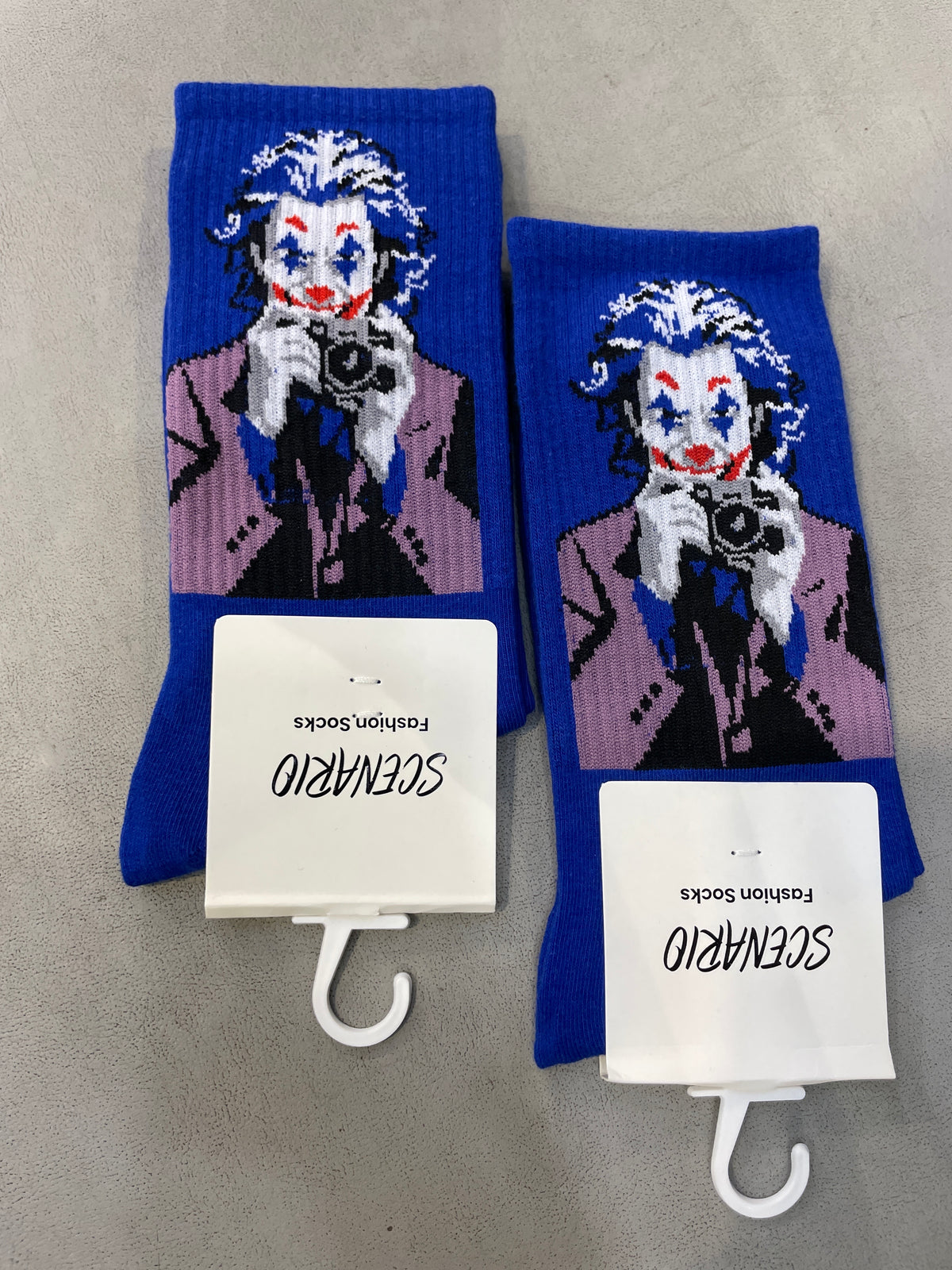 Scenario Blue Colour Joker Print Premium Quality Full Socks 991177