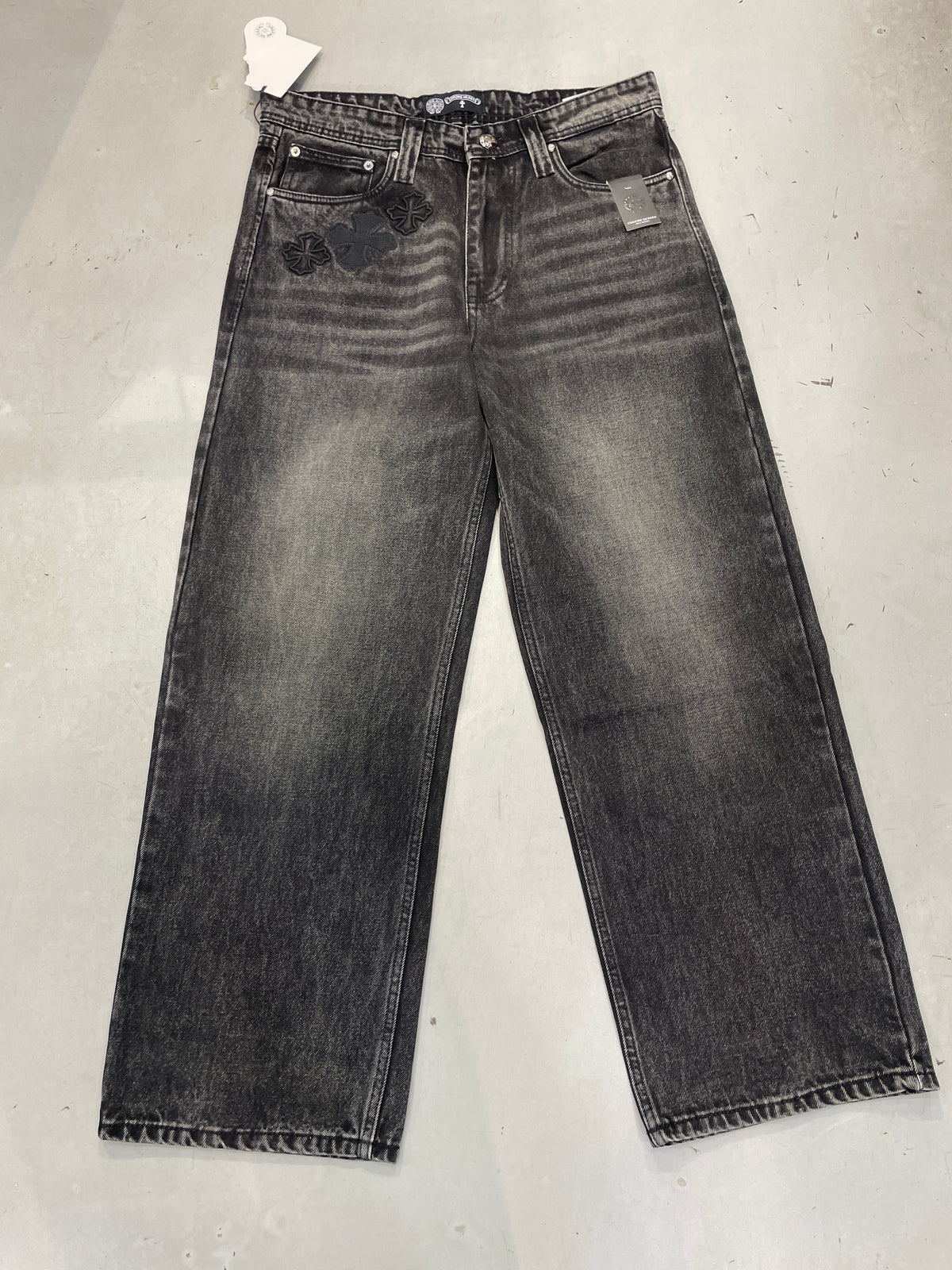 RHC CHR Charcoal Dark Grey Colour Embroidery Premium Quality Baggy Fit Imported Men’s Jeans 14910-A