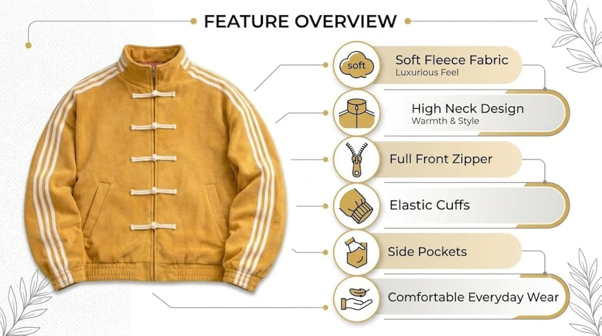 IDA ADI Yellow Colour Embroidery Cream Strap Premium Quality Unisex Jacket 9927-A