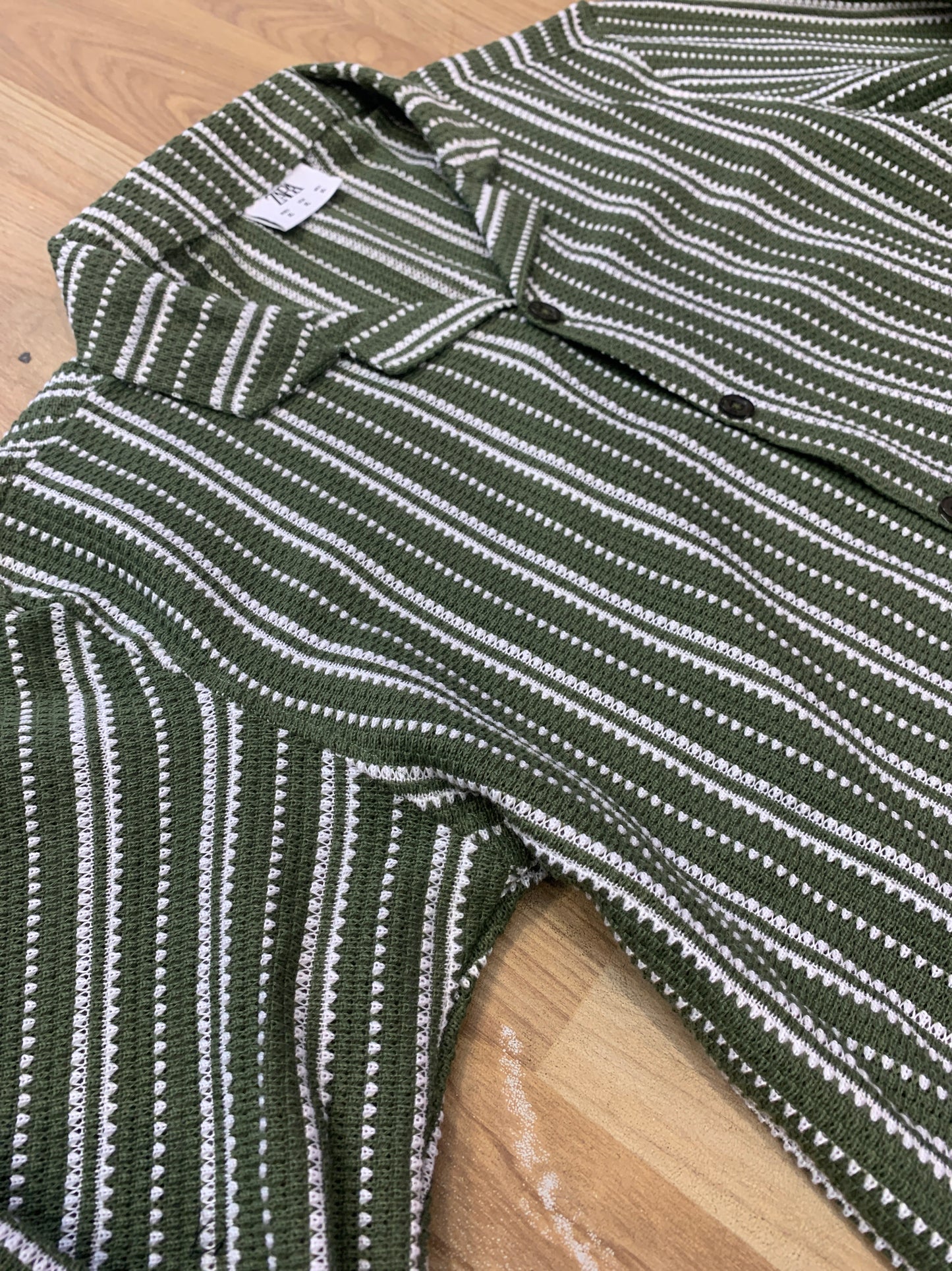 RAZ Green White Colour With Crochet Design Premium Quality Full Sleeve Shirt 8092