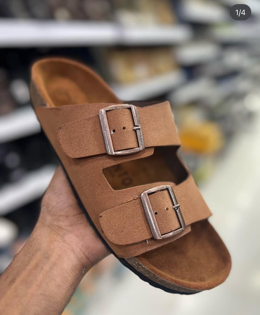 RIB BIR Rust Suede Leather Unisex Slipper 988972