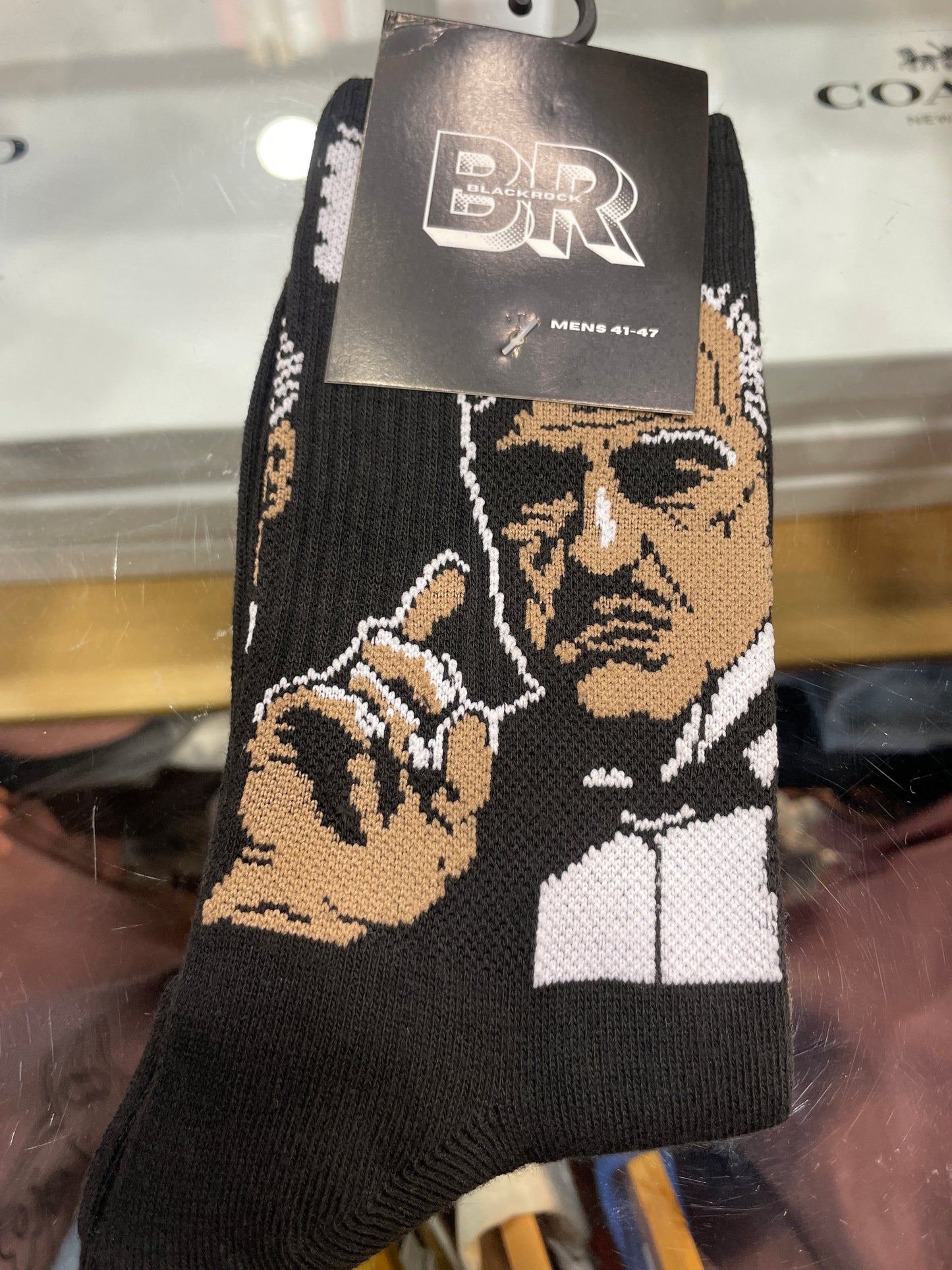 BR Black Colour Brown White Men Print Premium Quality Full Socks 990743