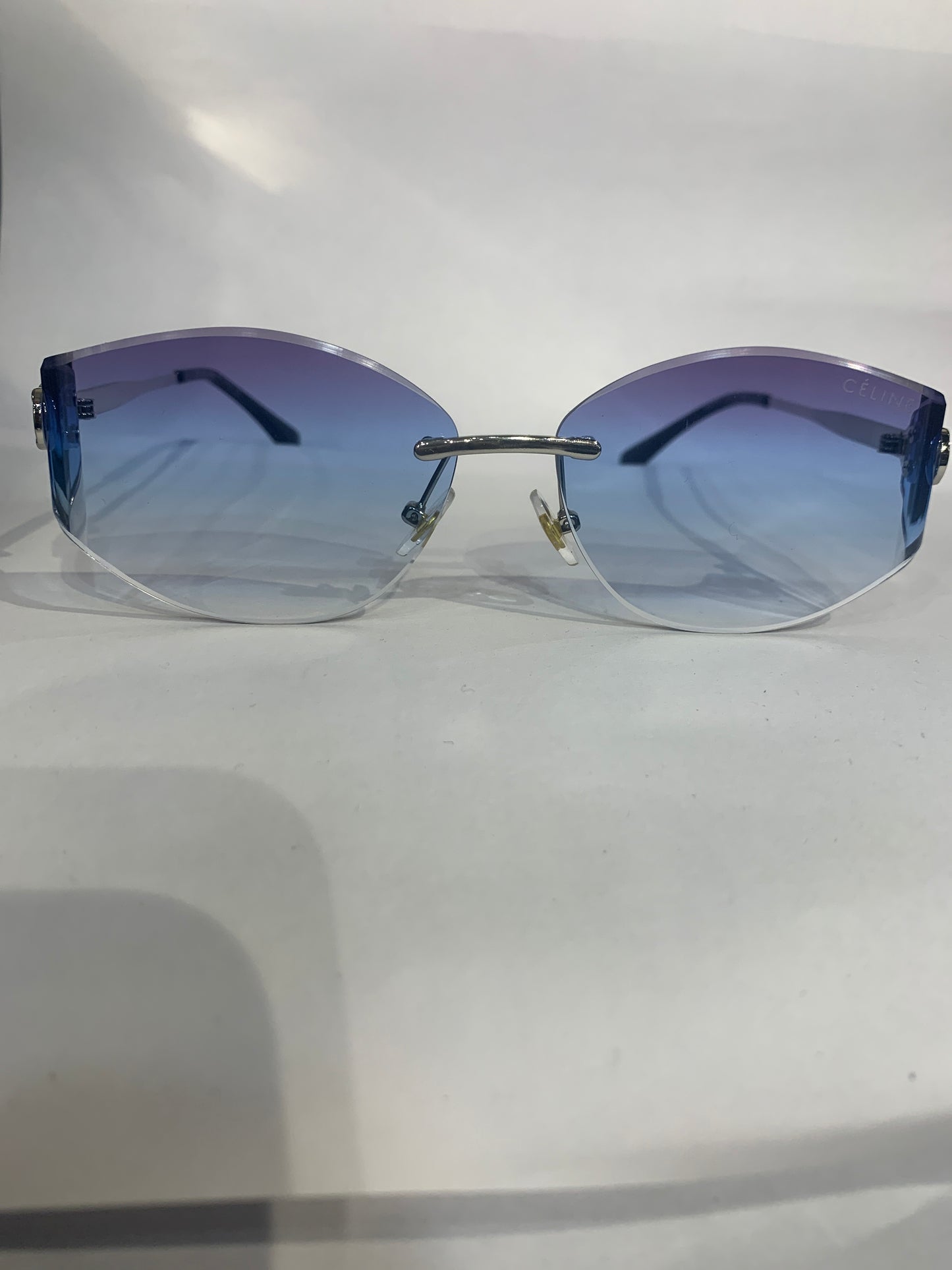 LEC Frameless Trancy Blue Shade Silver Stick Unisex Sunglasses 68084 54 18 142