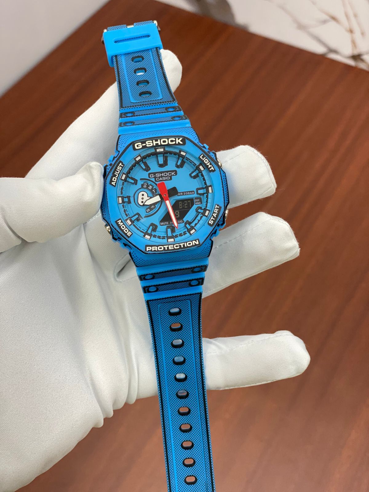 Hsg Blue Black Silicone Strap Blue black Dial Water resistant Sports Men Watch 988329