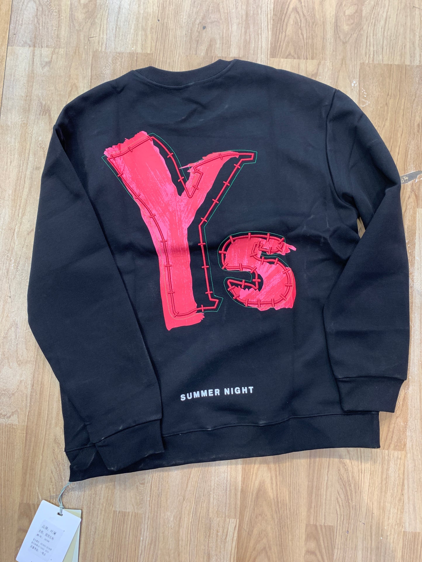 Summer Night Black Sweatshirt Back YS Red Embroidered Work 3698