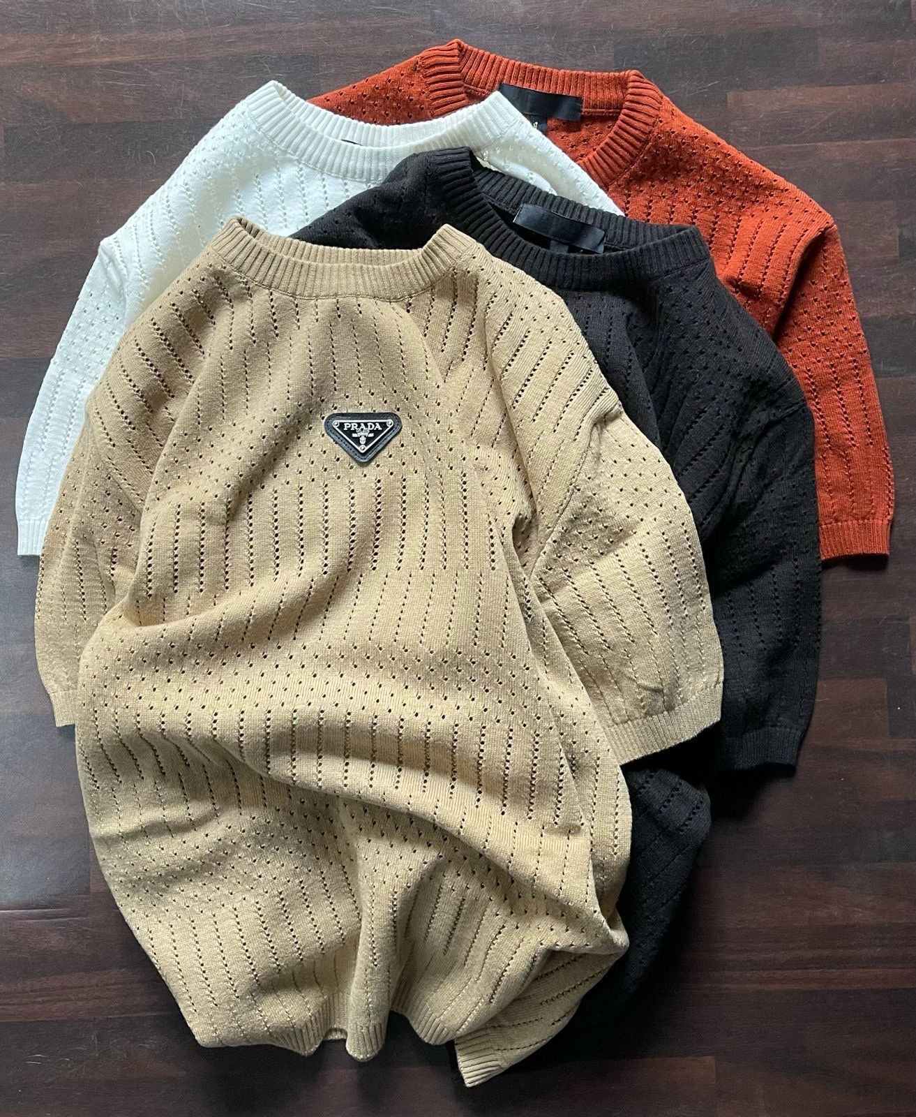 APR Khaki Colour With Knitted Design Premium Quality Round Neck Tshirt 550104