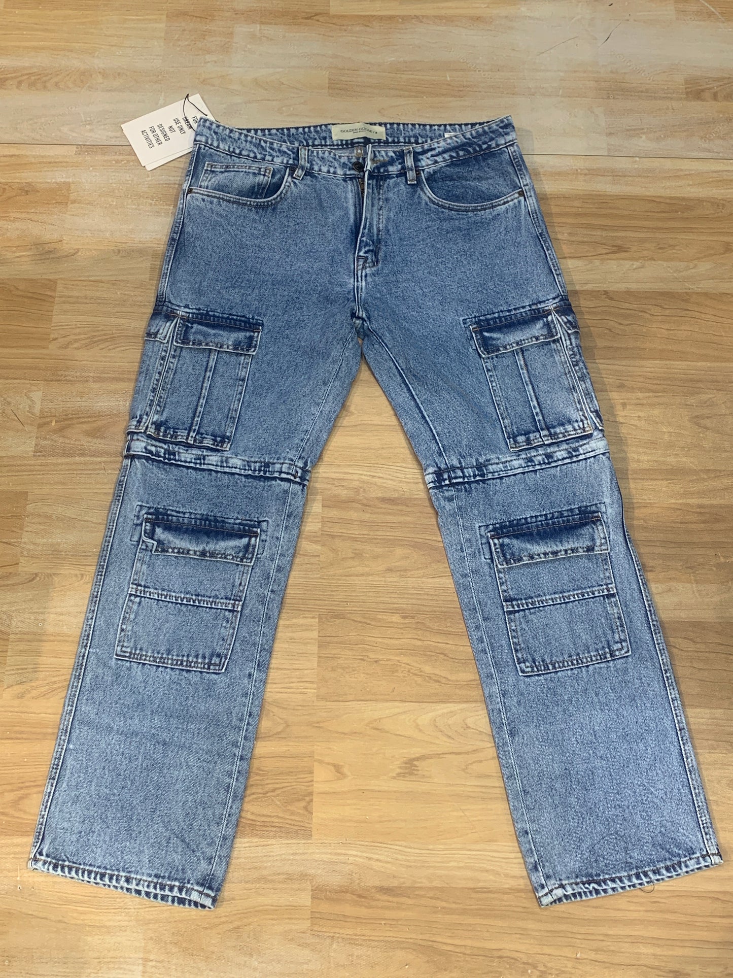Golden Goose Jeans 8 Pocket Detachable Sky Blue Colour Straight Fit 691Y