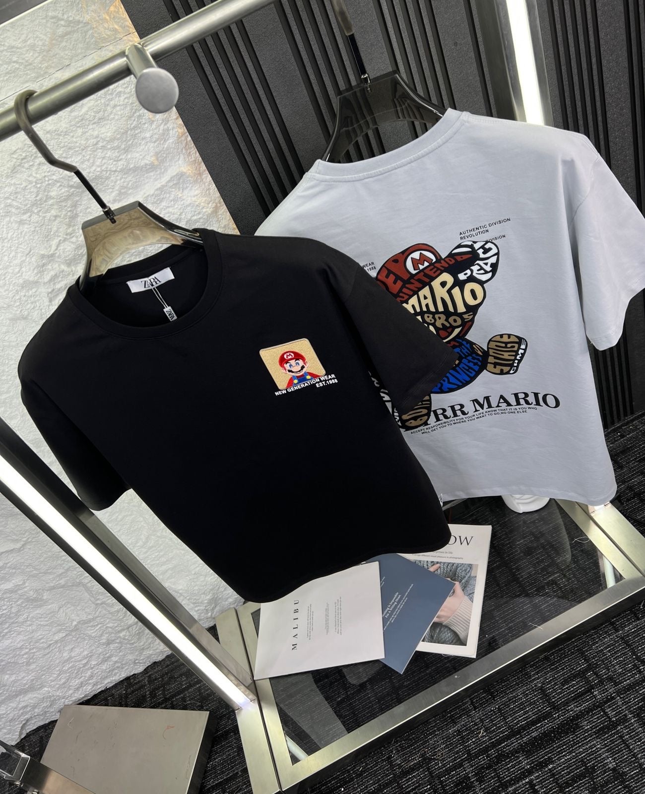 Raz Zar Black Colour EST.1988 Mario Back Print T-Shirt 5584