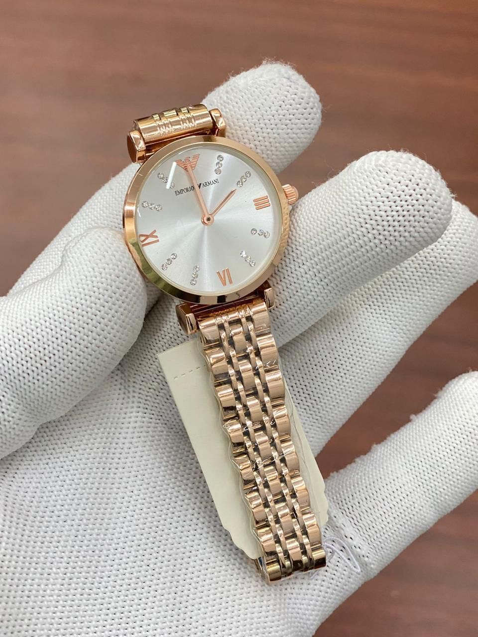 Mra Copper Chain White Diamonds Dial Ladies Watch 988929