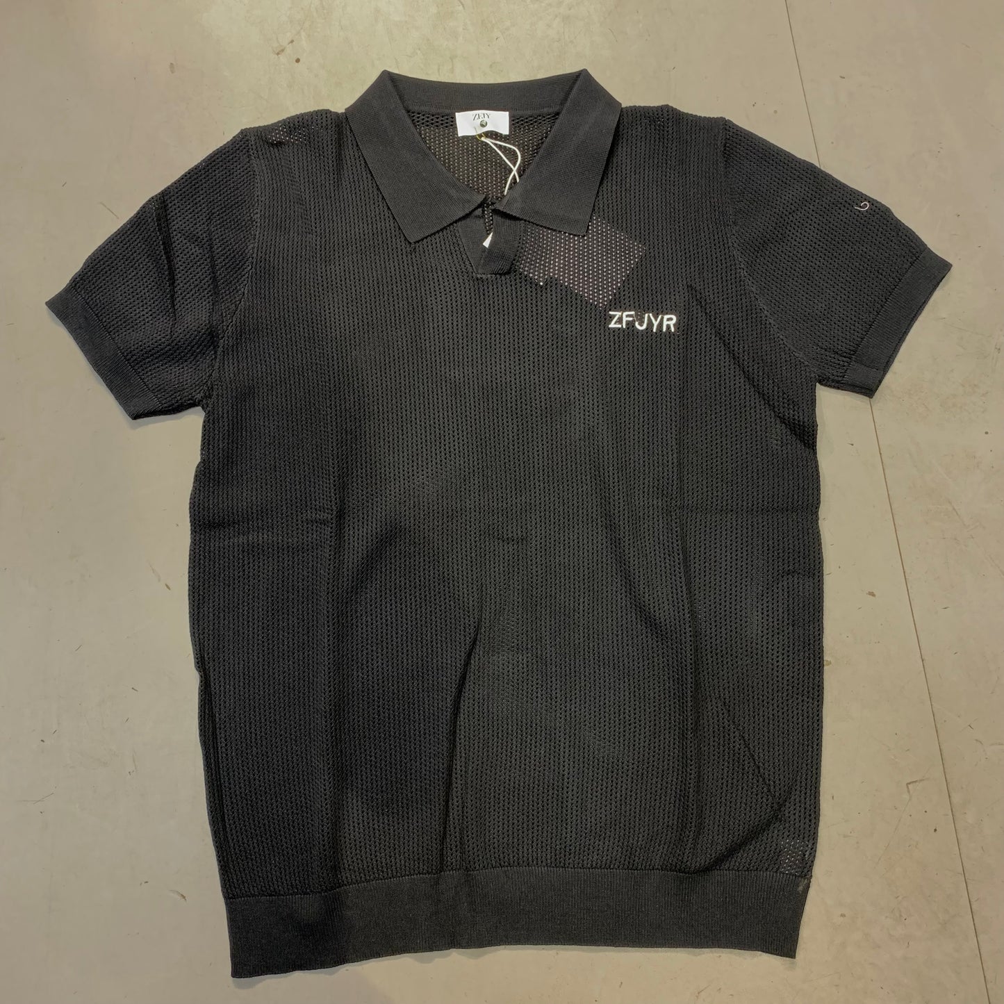 ZFJY ZFJYR Black Colour Knitted Premium Quality Imported Unisex Collar T Shirt 1809