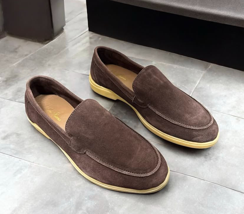 LP Lor Brown Suede Leather Cream Sole Formal Loafer Shoes 4304