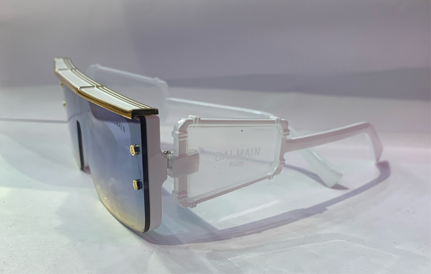 LAB White Golden Frame Trancy Blue Shade White Stick Unisex Sunglasses ZS98095 54 17-142