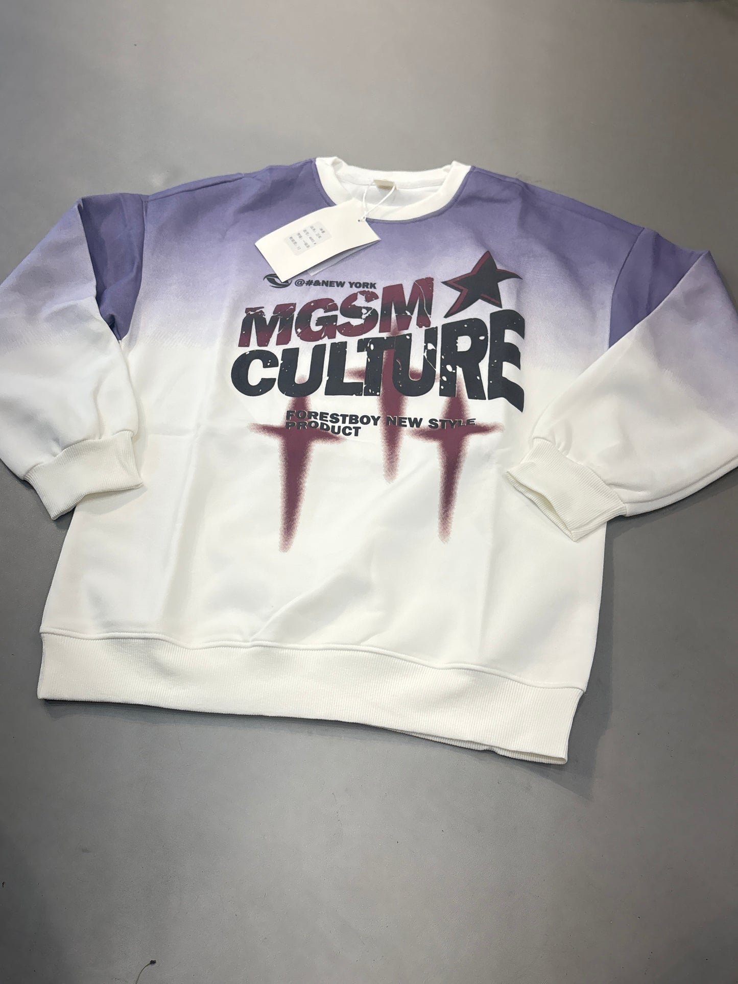 LDA Purple White New York Mgsm Culture Full Sleeve Sweatshirt 4003