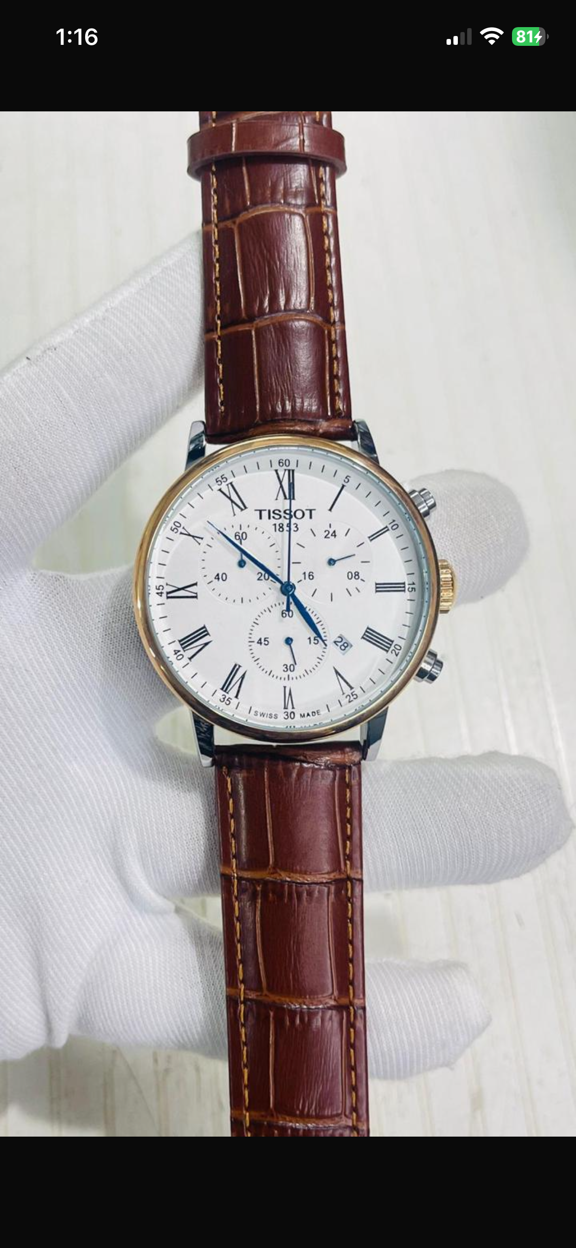 Sit Brown Strap Whit Dial Silver Ring Chronograph Working Men Watch 989976