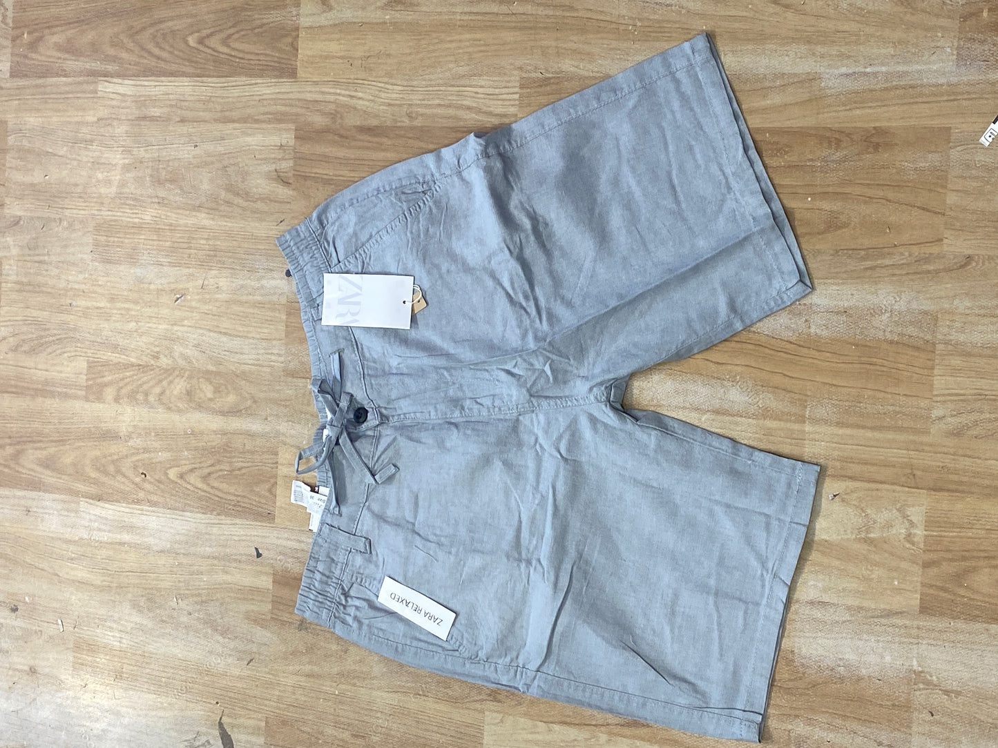 Raz Zar Grey Colour Regular Fit Linen Shorts 988911