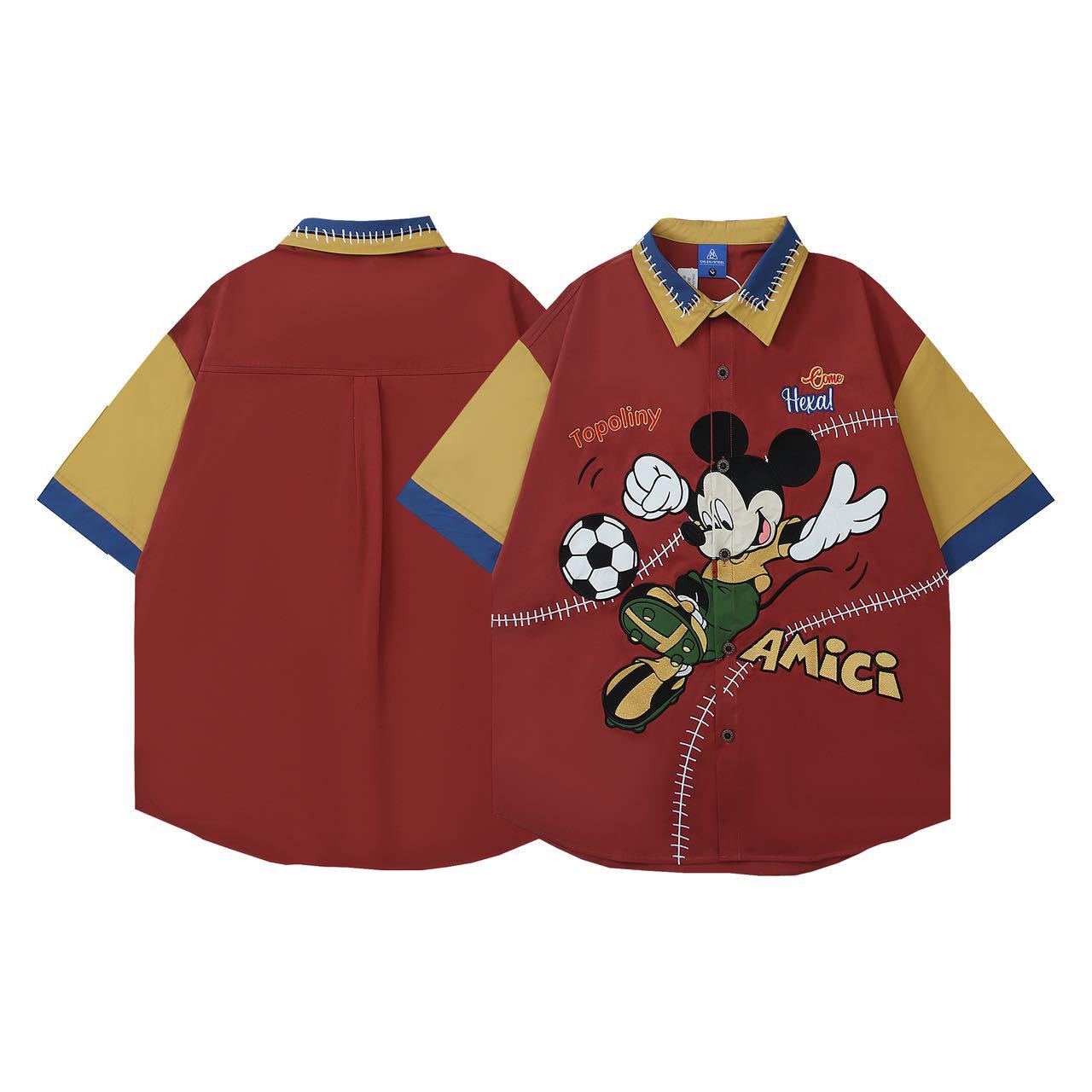 CHLEN RTEEL Rust Mustard Colour Micky Print Amici Baggy Size Premium Shirt HY673