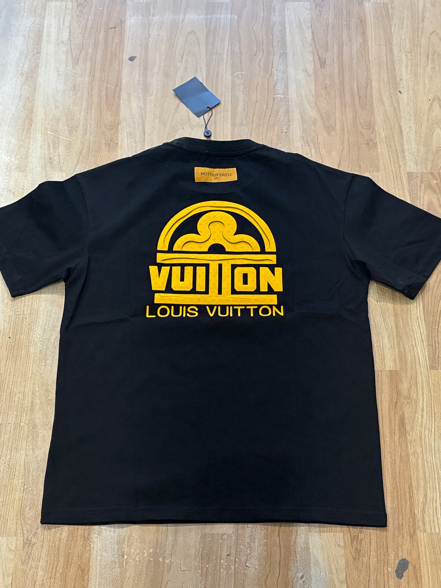 Uol Black Tshirt Yellow Print Regular Fit Stone Back Print 25088