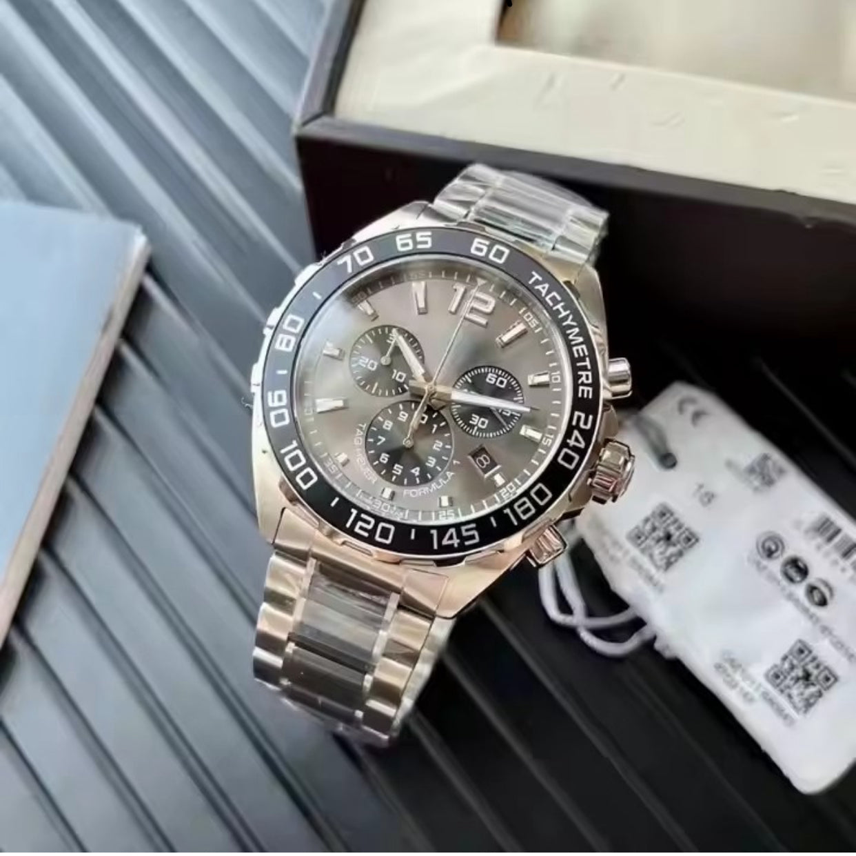 GAT Gray Dial Double Tone Chain Japanese All Chrono Date Working Men’s Watch 990714