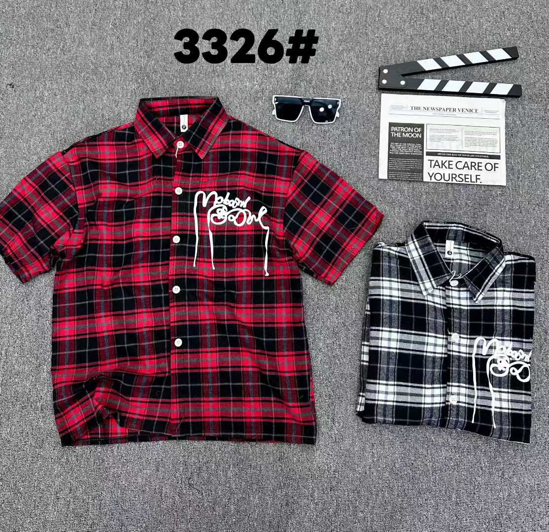 Fashion Line Red Black Check Half Sleeve Imported Unisex Shirt 3326
