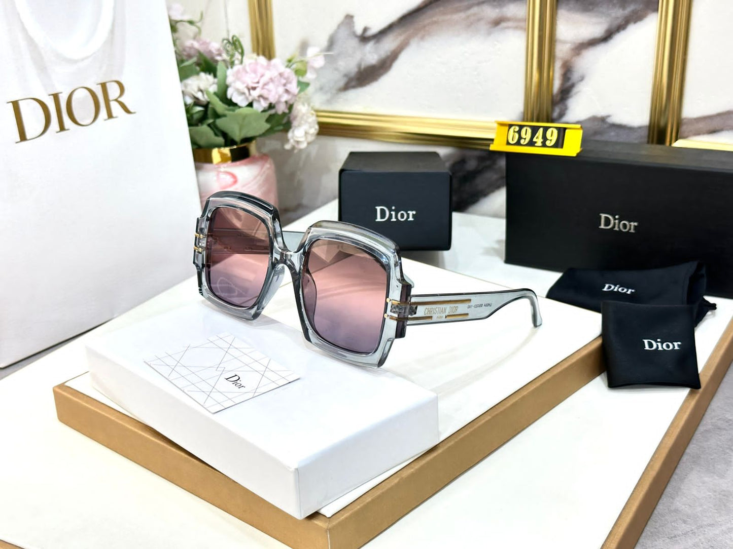 OID Light Blue Frame Pink Shade Sunglasses H004 55 22-140
