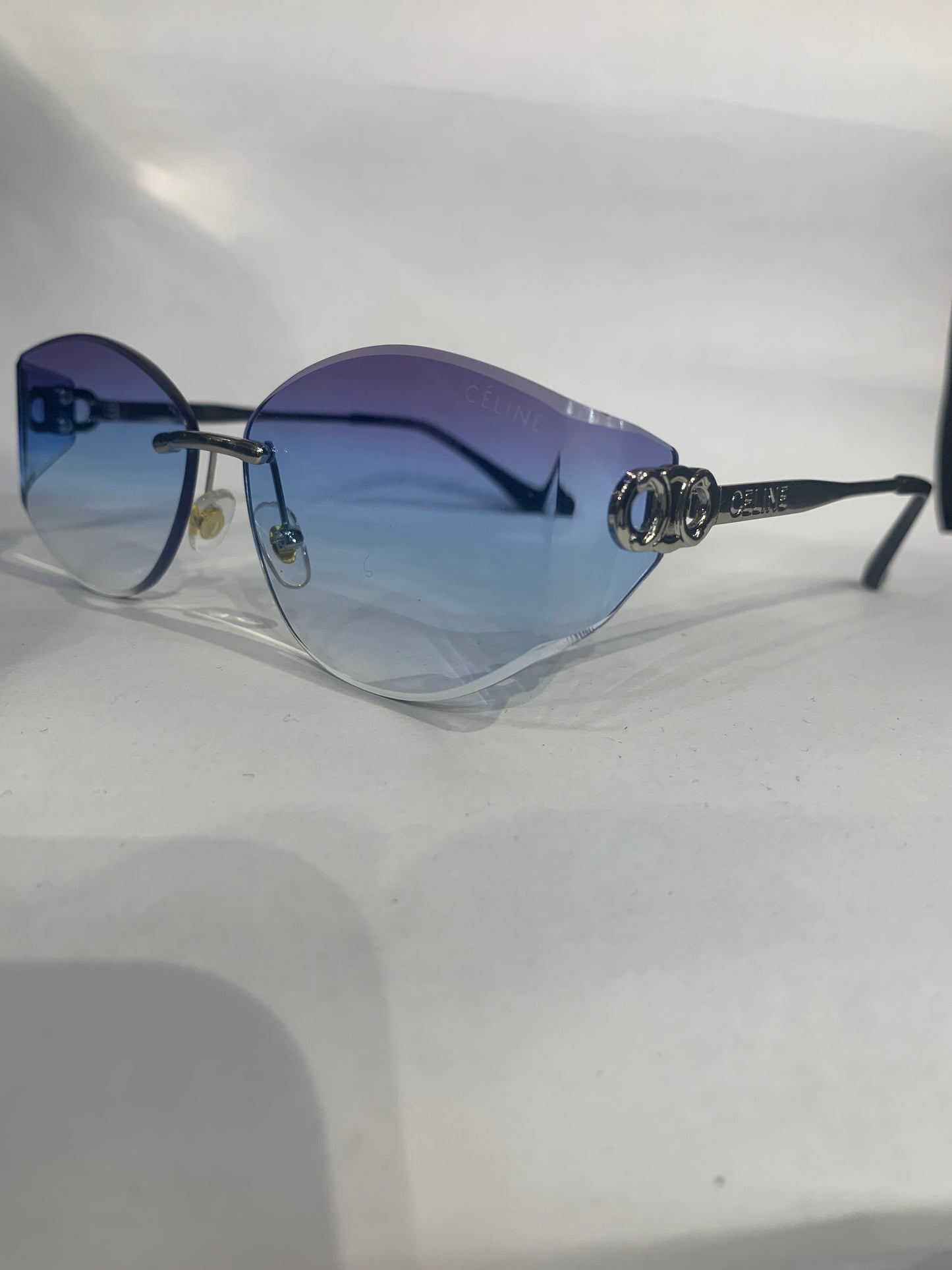 LEC Frameless Trancy Blue Shade Silver Stick Unisex Sunglasses 68084 54 18 142