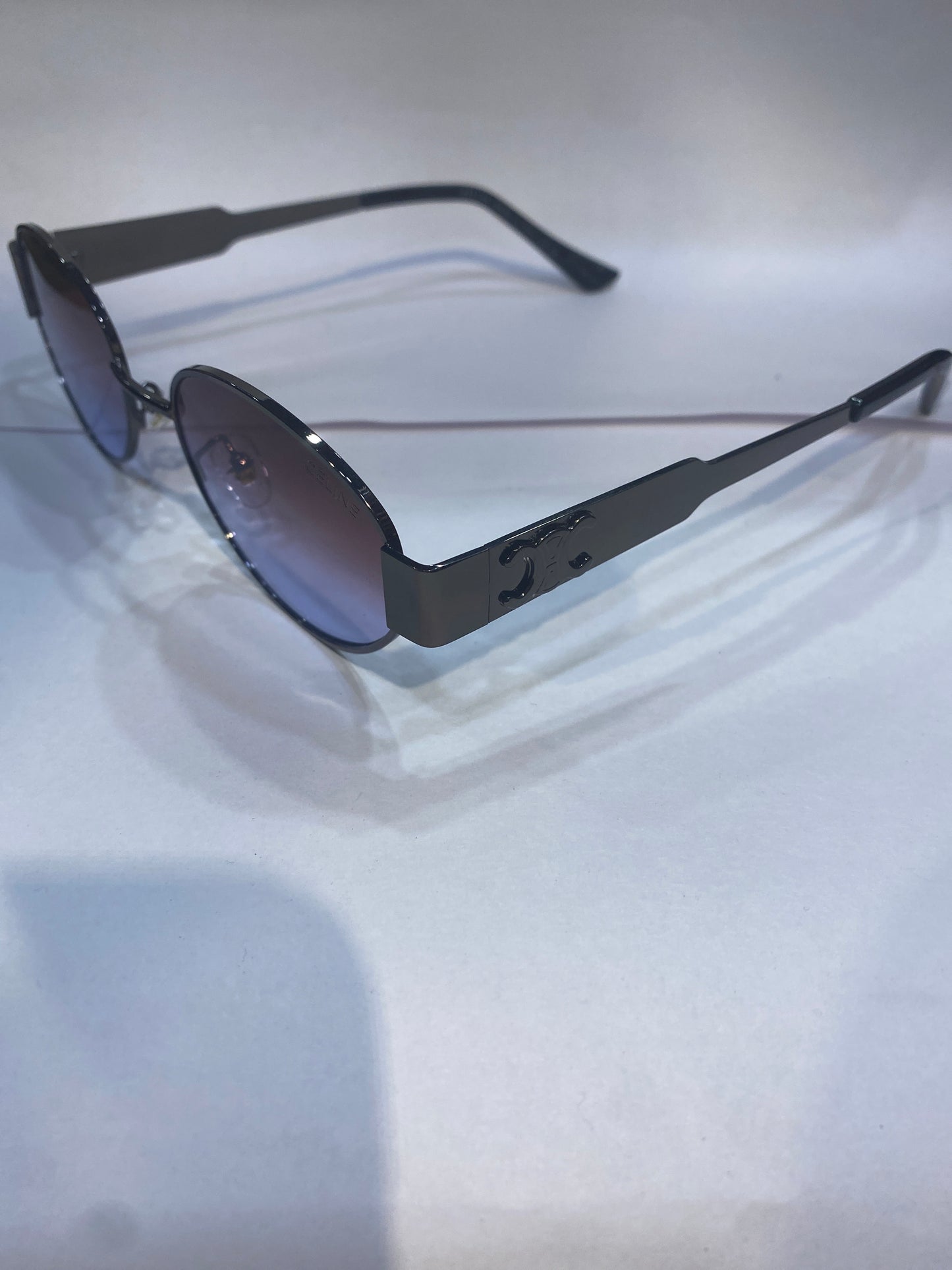 LEC Metal Grey Frame Purple Bluish Shade Unisex Sunglasses 25003 55 17 145