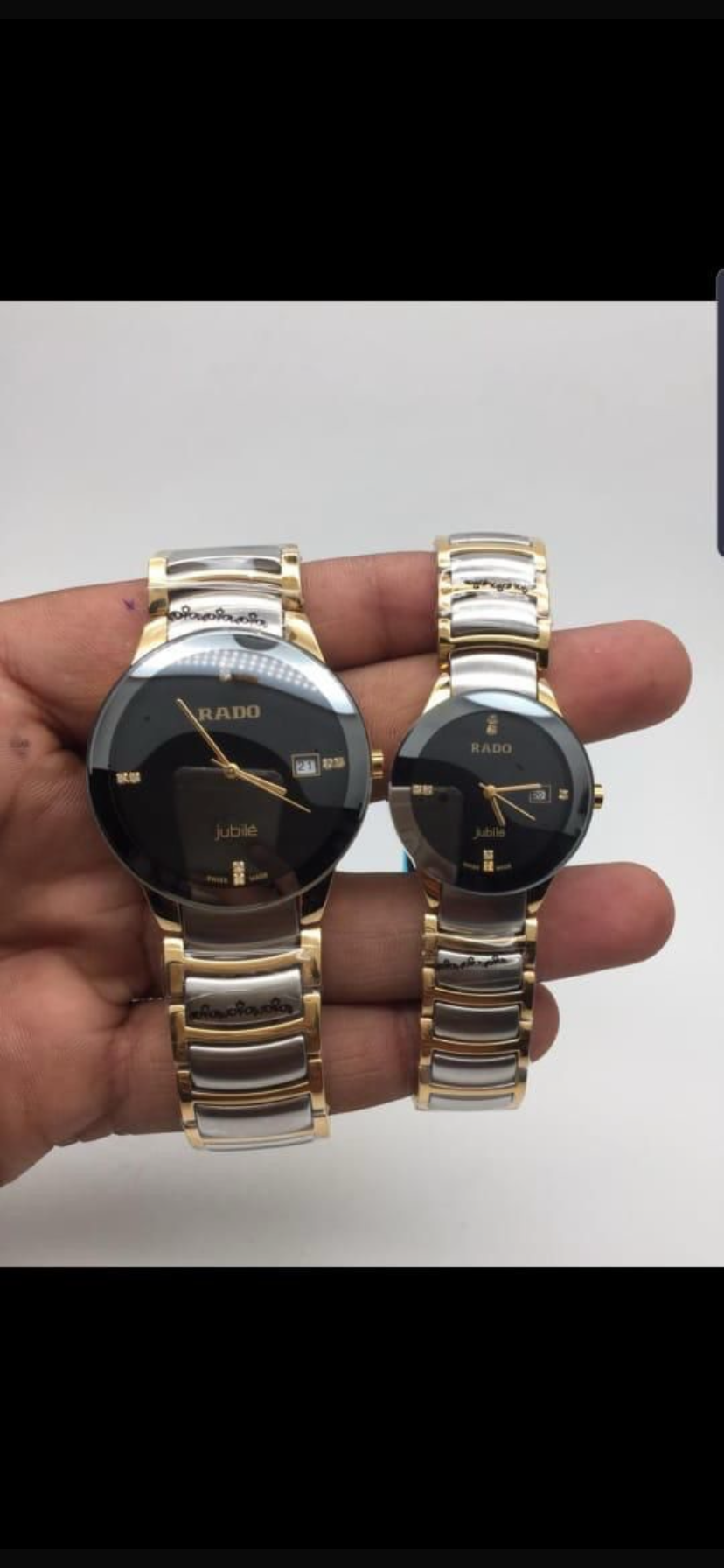 DAR RAD Silver Golden Chain Black Dial Ladies watch 989324