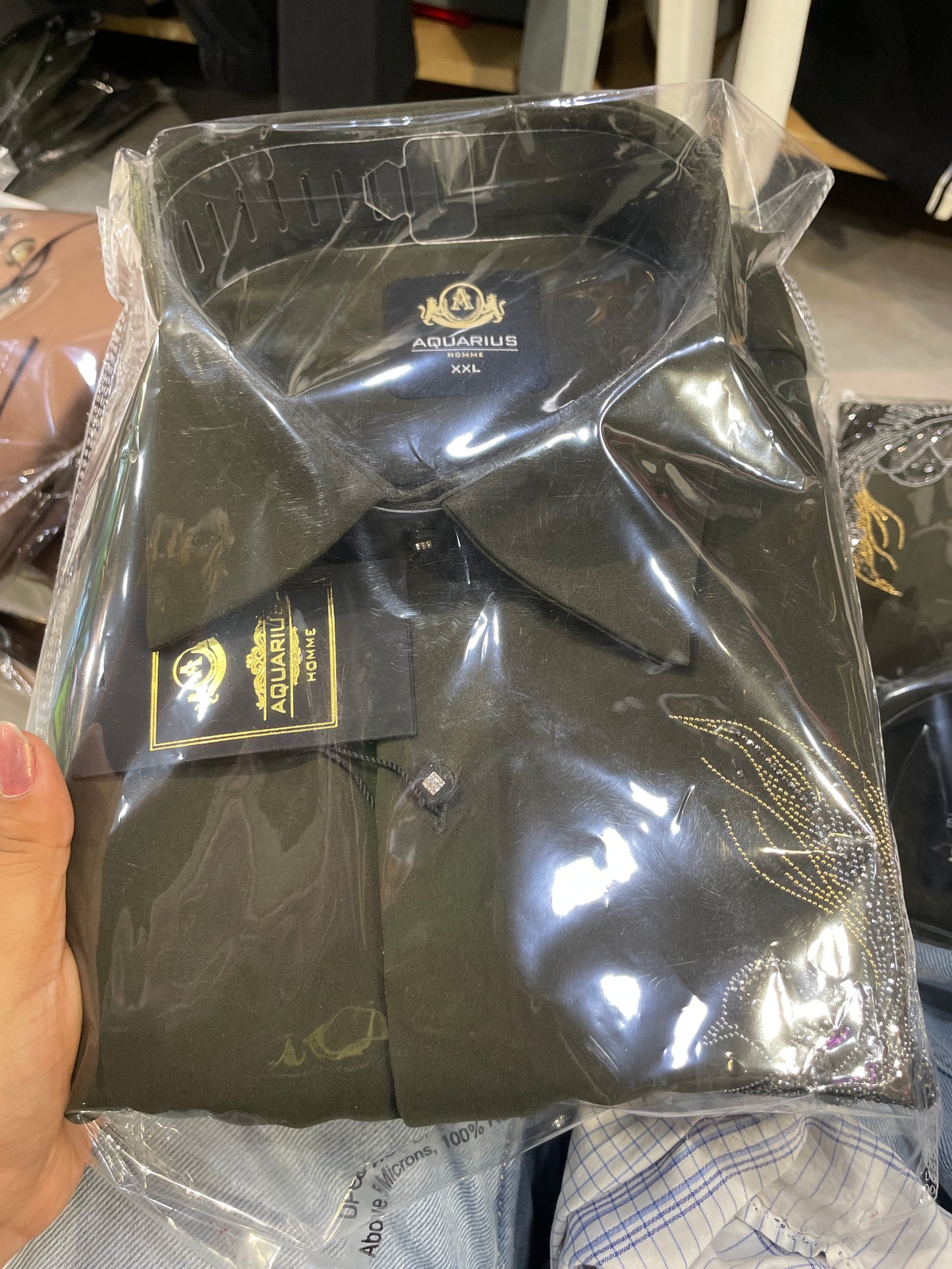 AQUARIUS Olive Green Colour Gold Black Silver Stud Bird Design Premium Quality Full sleeve Shirt 2619OG
