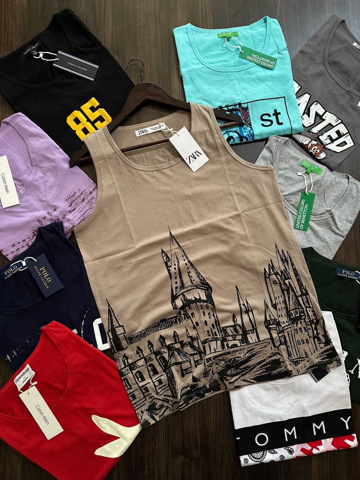 LAC Purple Colour With Front Print Cotton Sando 65691