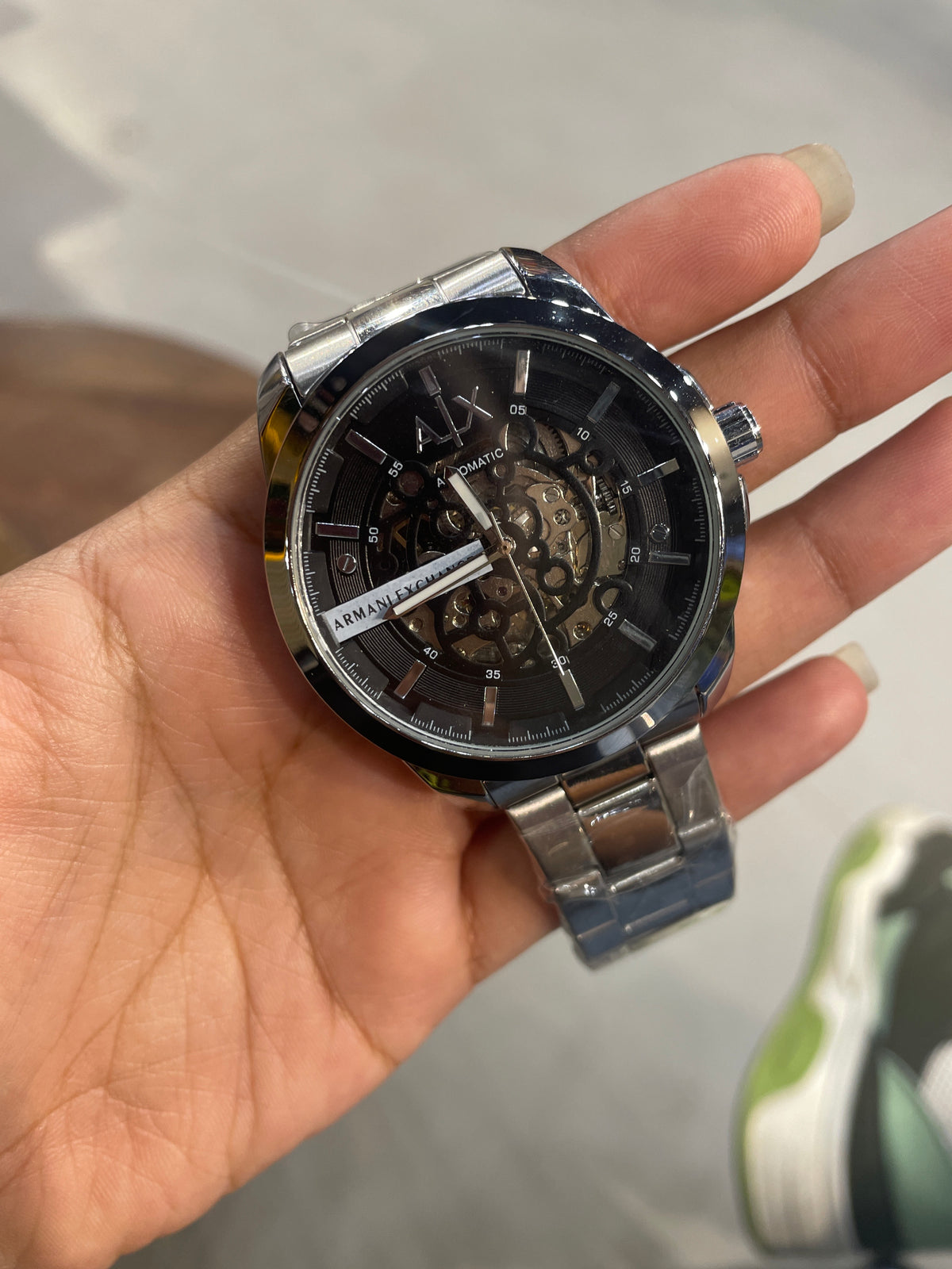 Mra A/X Silver Chain silver Ring Black Dial Automatic Mens Watch 991214