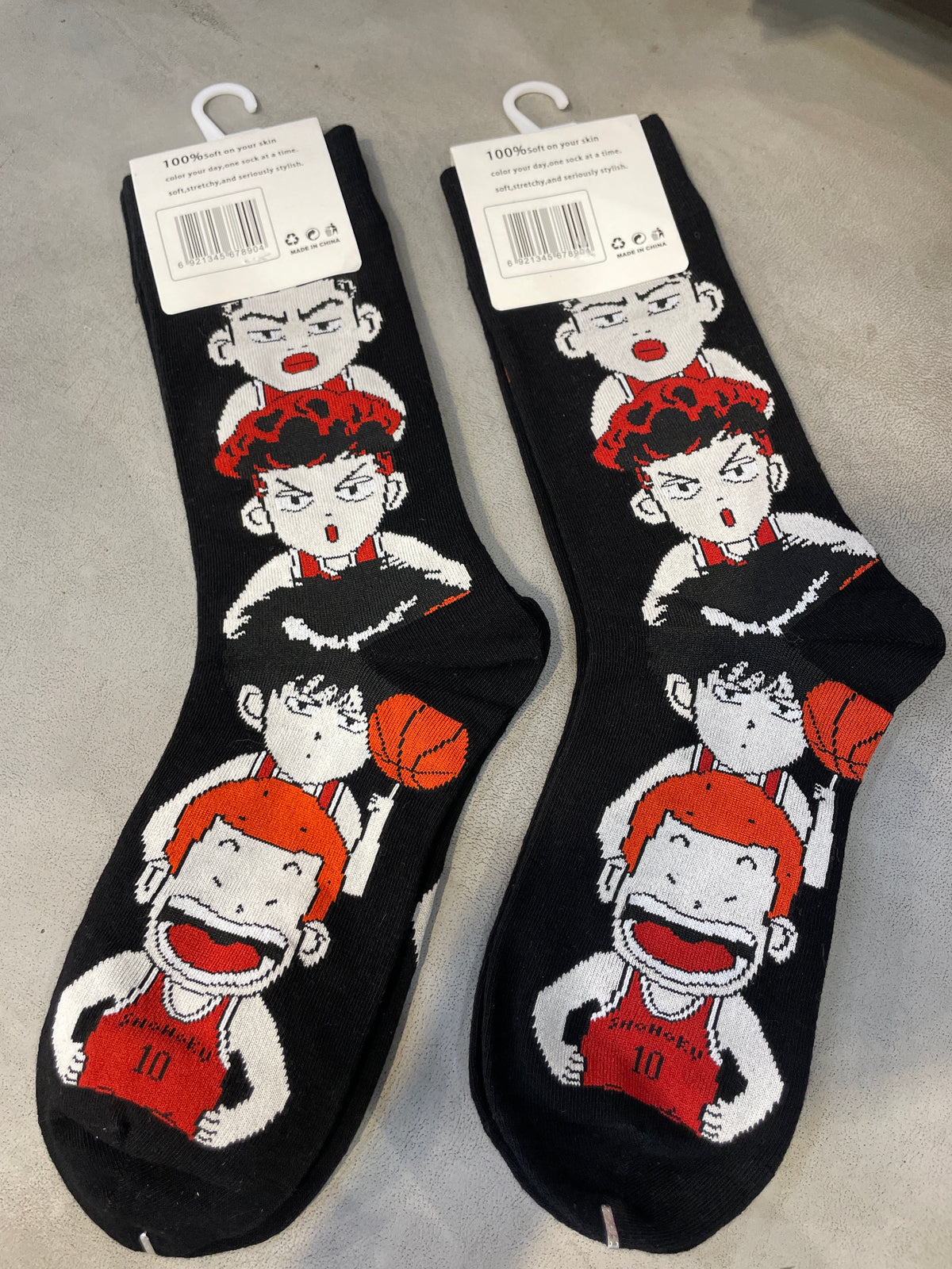 Scenario Black Colour Grey Red Boy Print Premium Quality Full Socks 991158