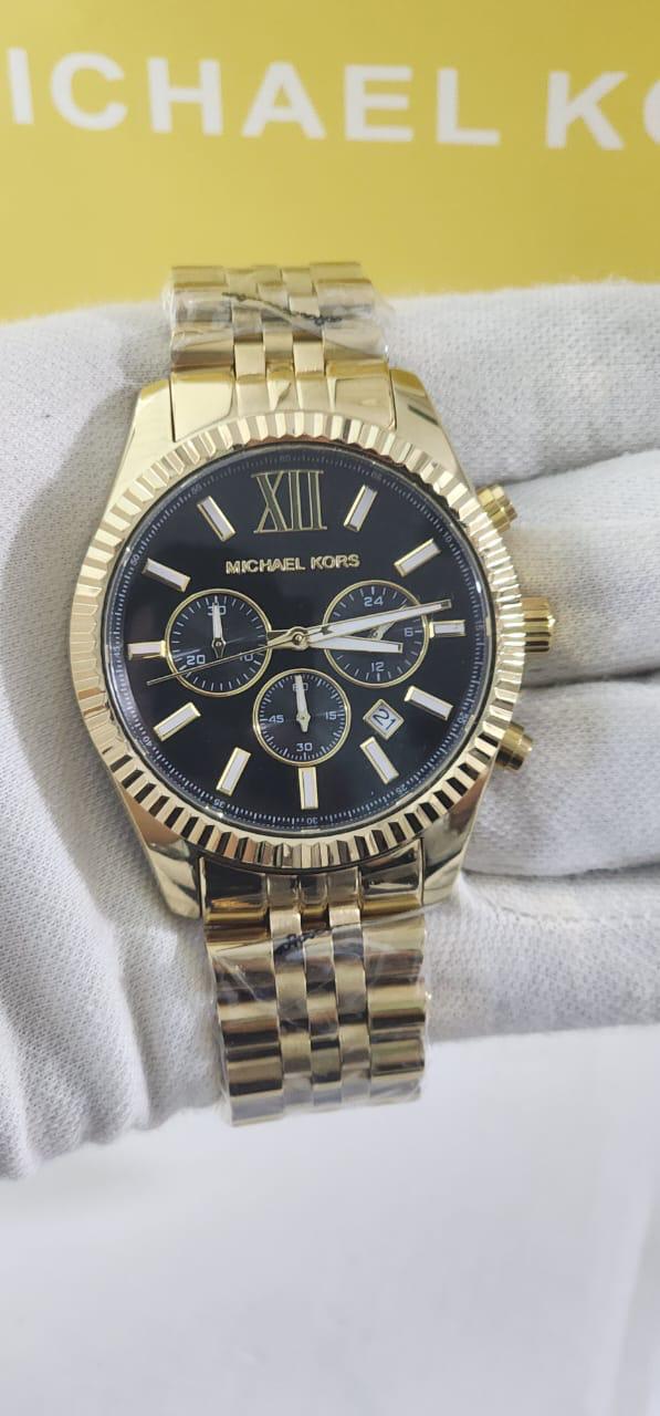 Cim Gold Chain Black Dial Chrono Working Watch 401255