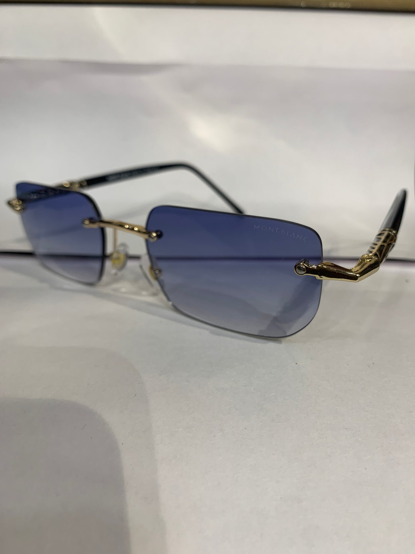 NOM Black Stike Frame Blue Shade Unisex Sunglasses 6A004 55 19 137