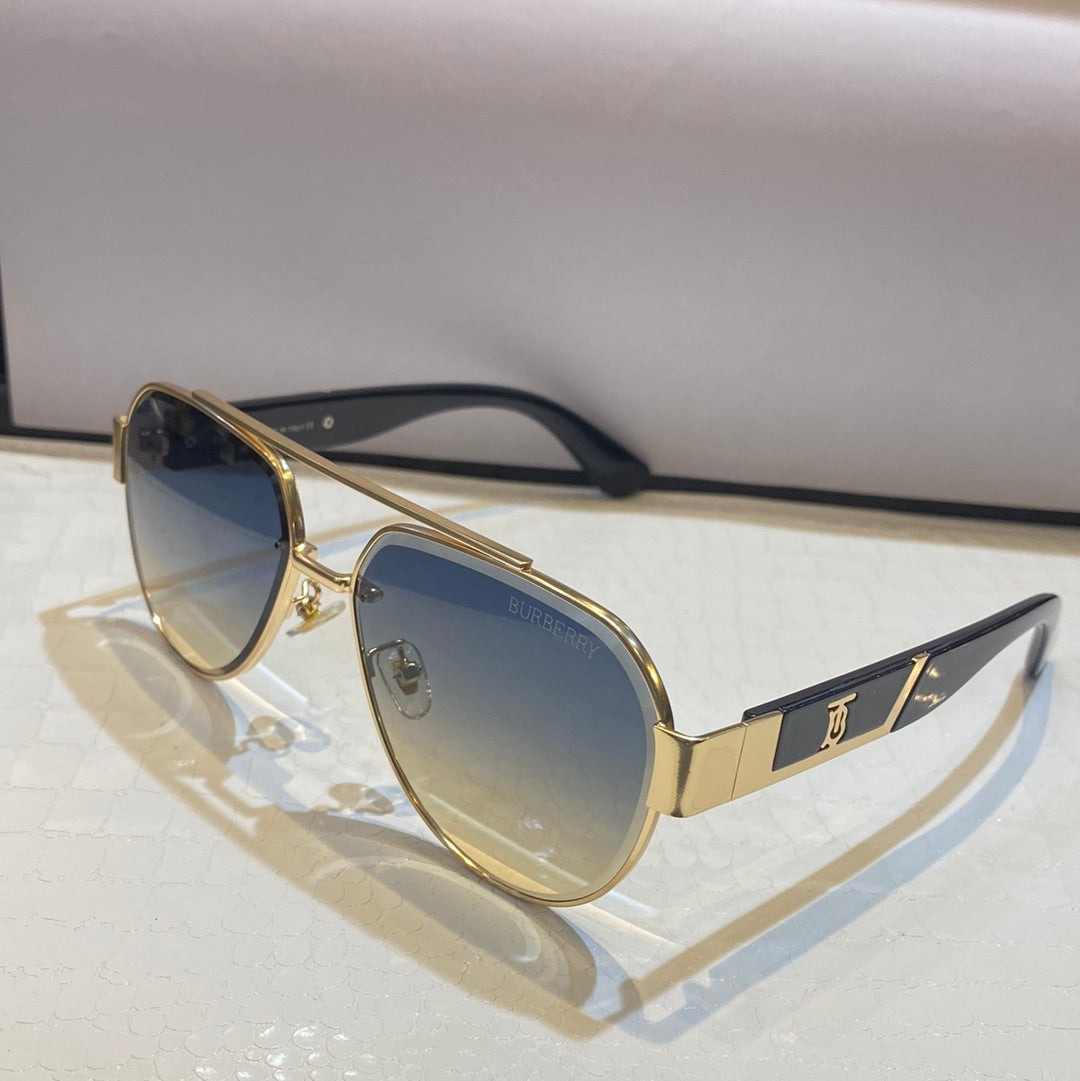 Rub Gold Matte Frame Blue Brown Shade Unisex Sunglasses 22379 60 14 142