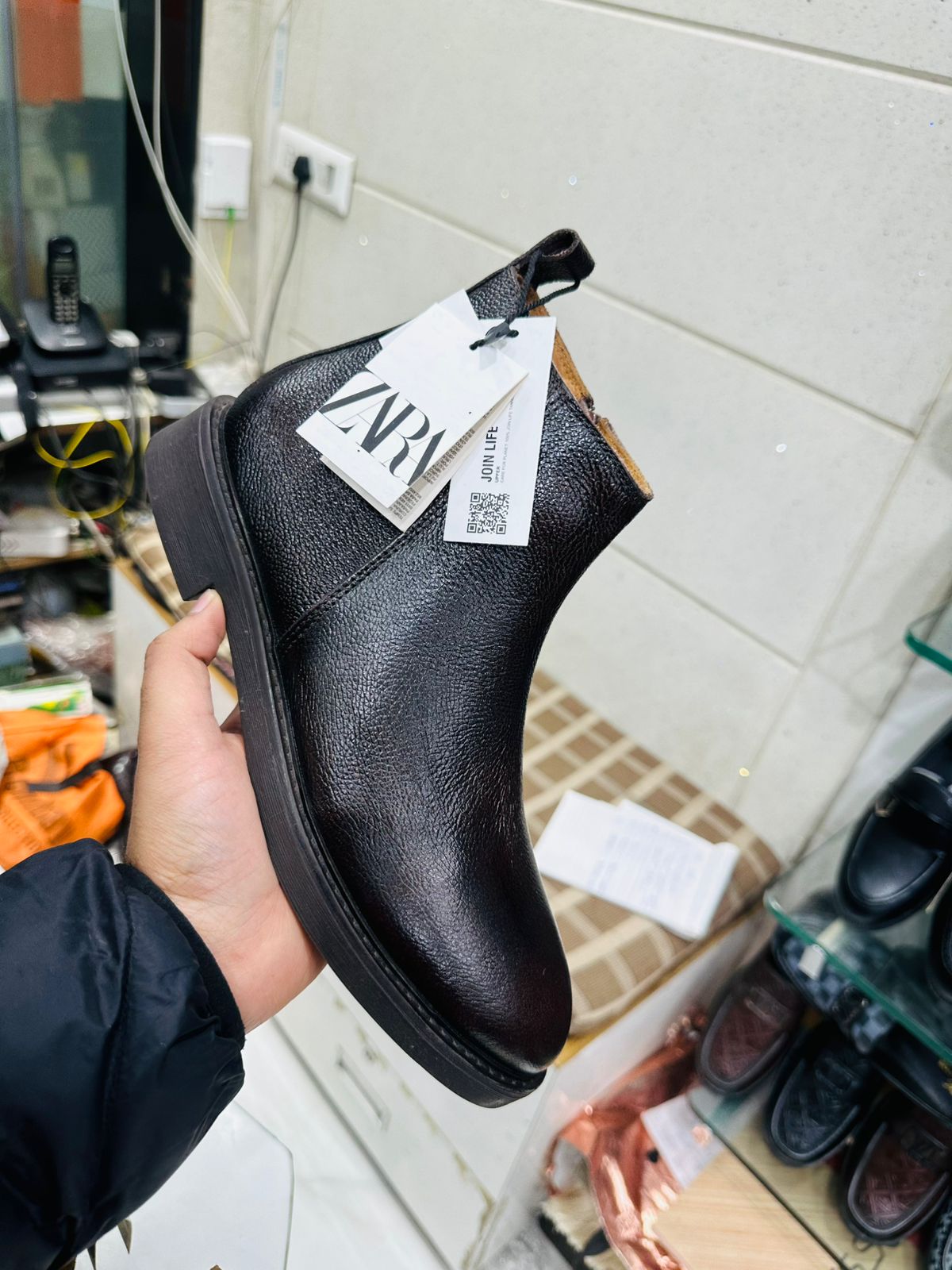 ZAR Black Genuine Leather Chelsea Boot Shoes For Men’s Z-1
