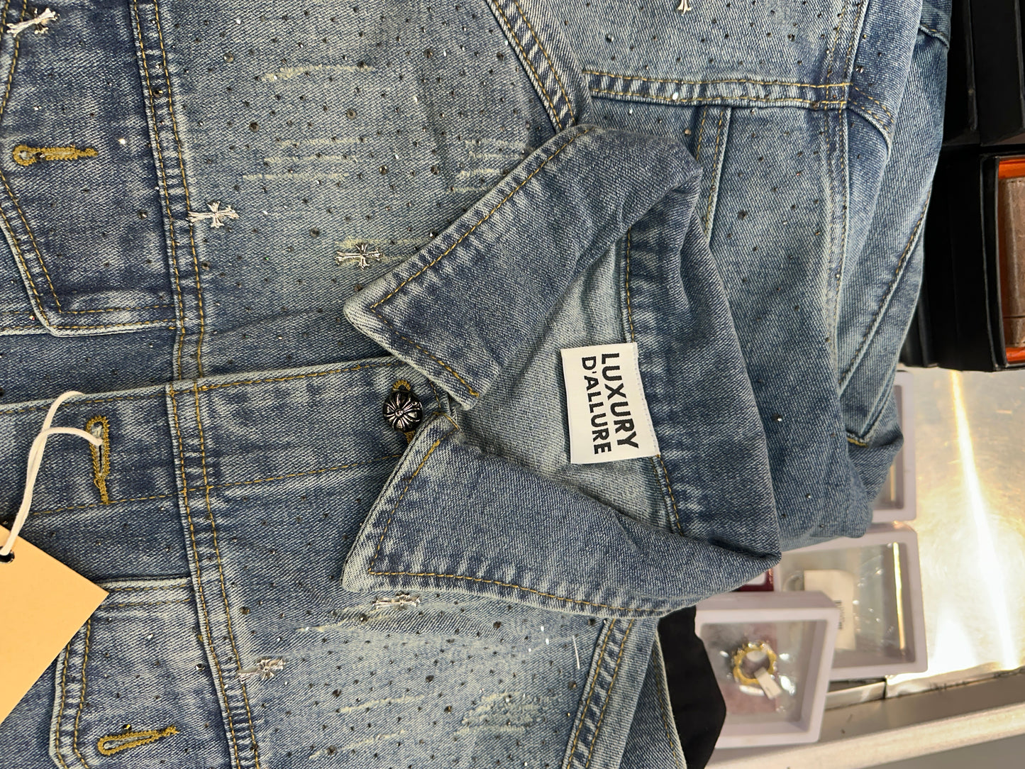 LDA Chr Rhc Blue Colour Stone Work Full Sleeve Denim Jacket 1070