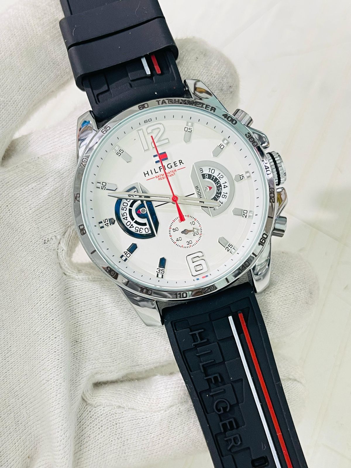 Mot Black Silicon Strap White Dial Men Watch 988781