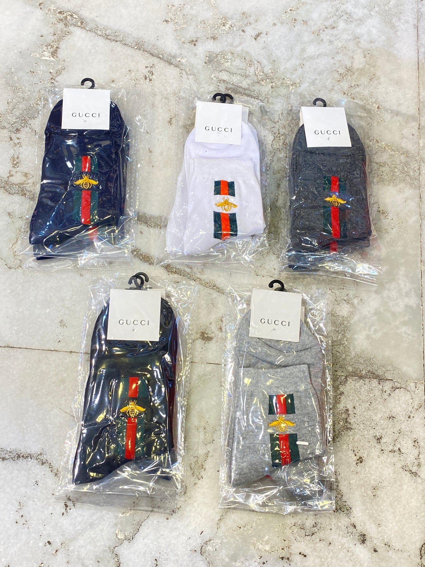 CUG Imported Green Red Stripped Bee Print Chinese Unisex Socks 988488