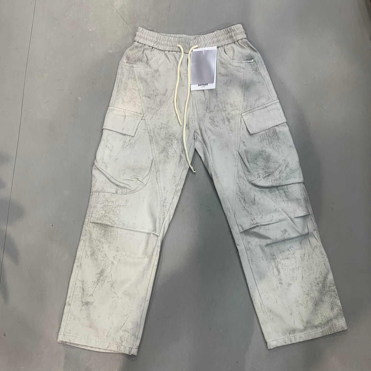 BOYAGE Korean Style Light Grey Straight Fit With 5 Pocket Denim Cargo Pants W-636
