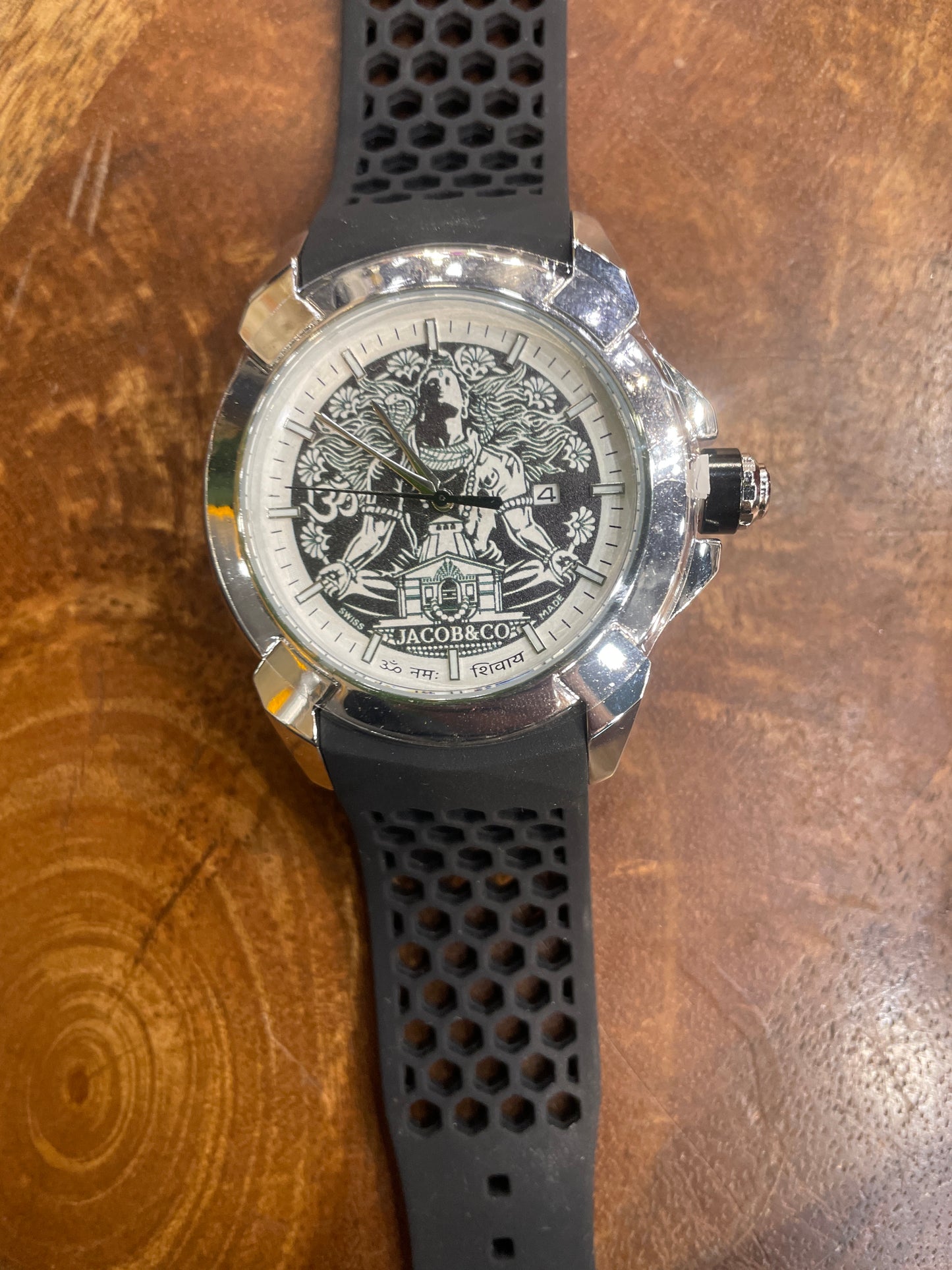 CAJ JAC Black Strap Silver Ring Black Dial Men’s Watch 990963
