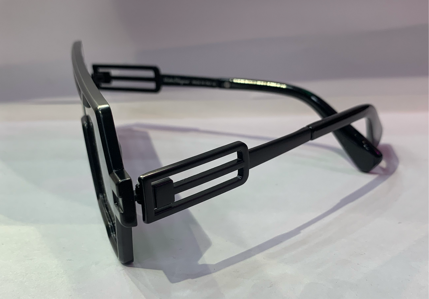 LAS FER Matt Black Frame Black Shade Black Stick Unisex Sunglasses SUN099