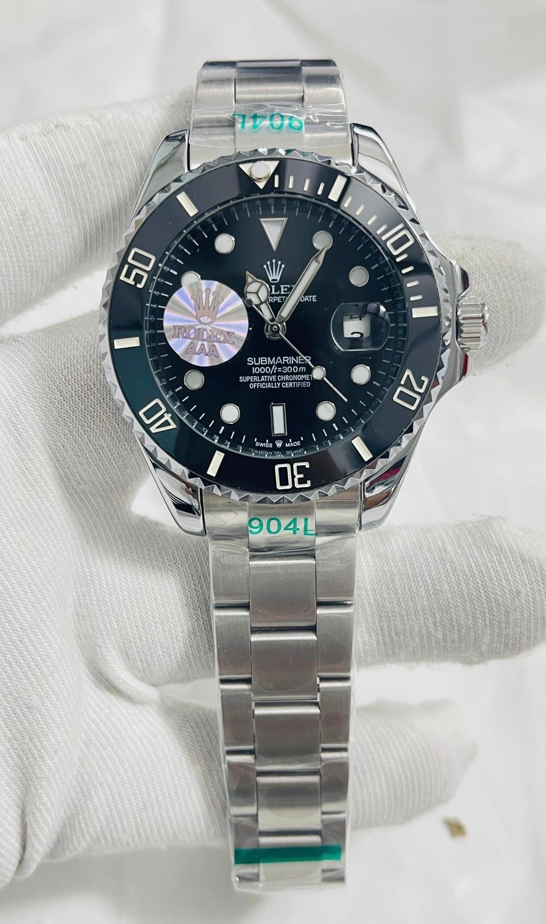 LOR Silver Chain Black Ring Black Dial Automatic Men’s Watch 990817
