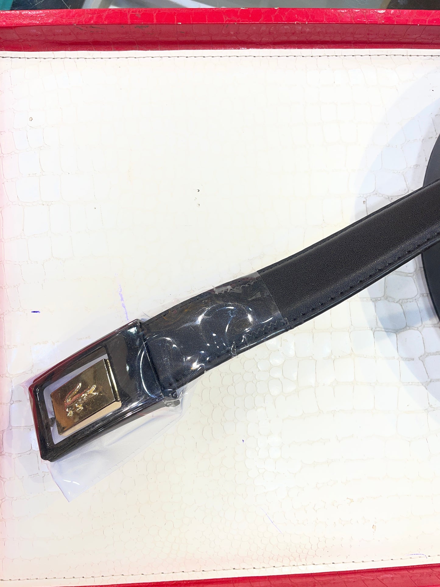 CAL LAC Black Dark Brown Reversible Strap Golden Black Buckle Men’s Belt 989905