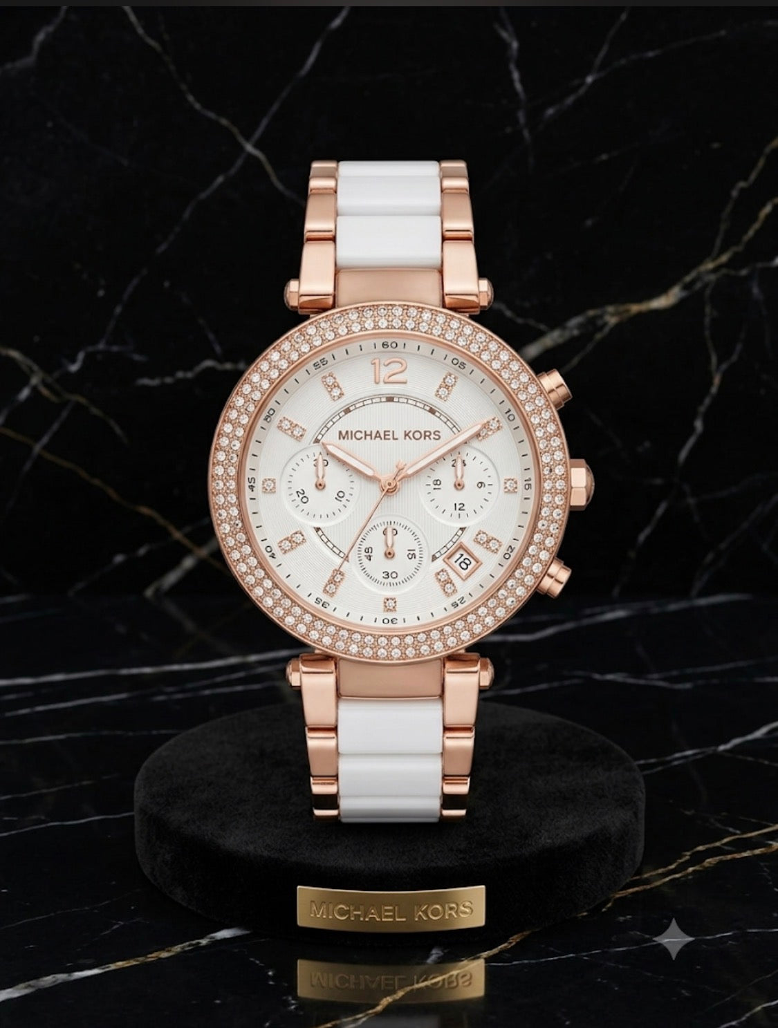CIM MIC Copper White Chain White Dial Studd Ladies Ceramic Watch 991020