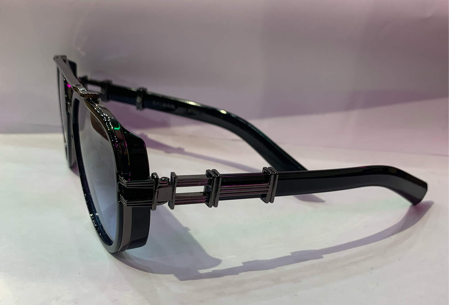 LAB Glossy Black Frame Black Blue Shade Unisex Sunglasses 98243 58 18-145