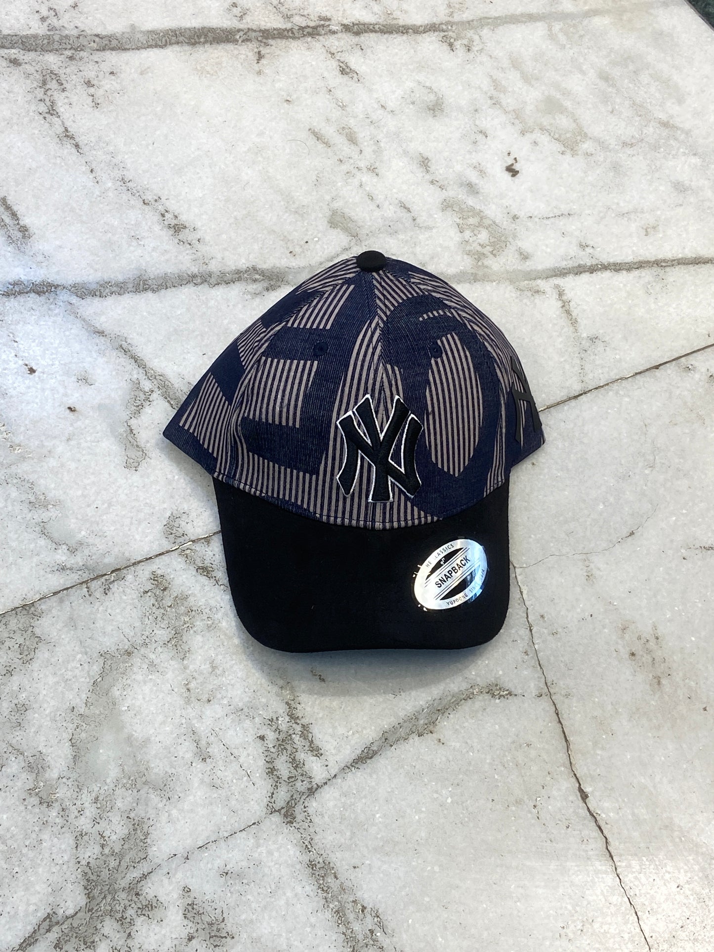 YN Blue & Grey Print Black Cap Colour YN embroidery 2910