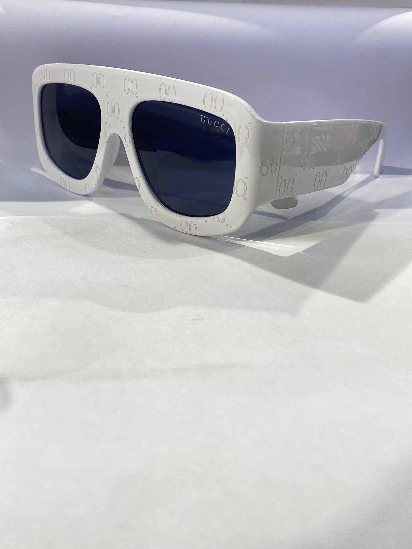 Cug White Print Frame Black Shade Unisex Sunglasses G0980 58 16 141