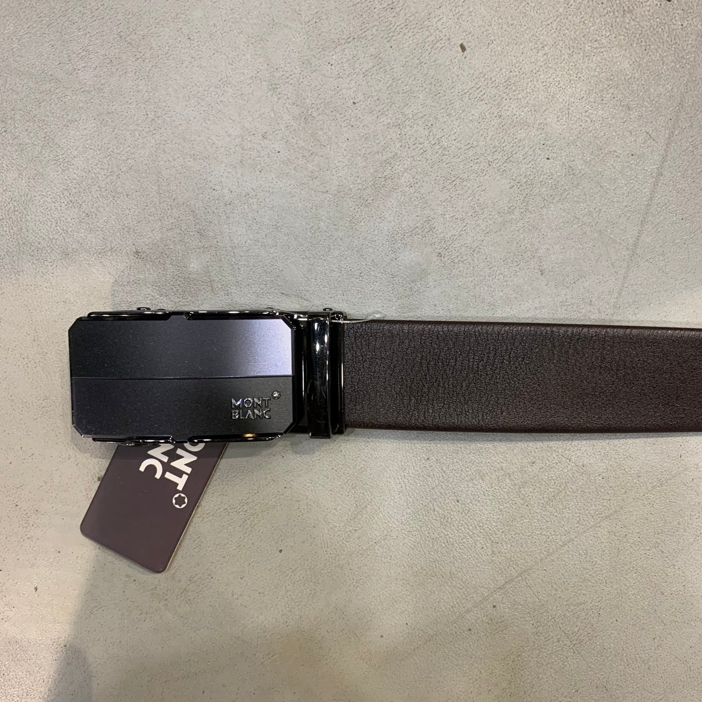 NOM MON Black Buckle Brown Strap Autolock Imported Italian Leather Men’s Belts 989761
